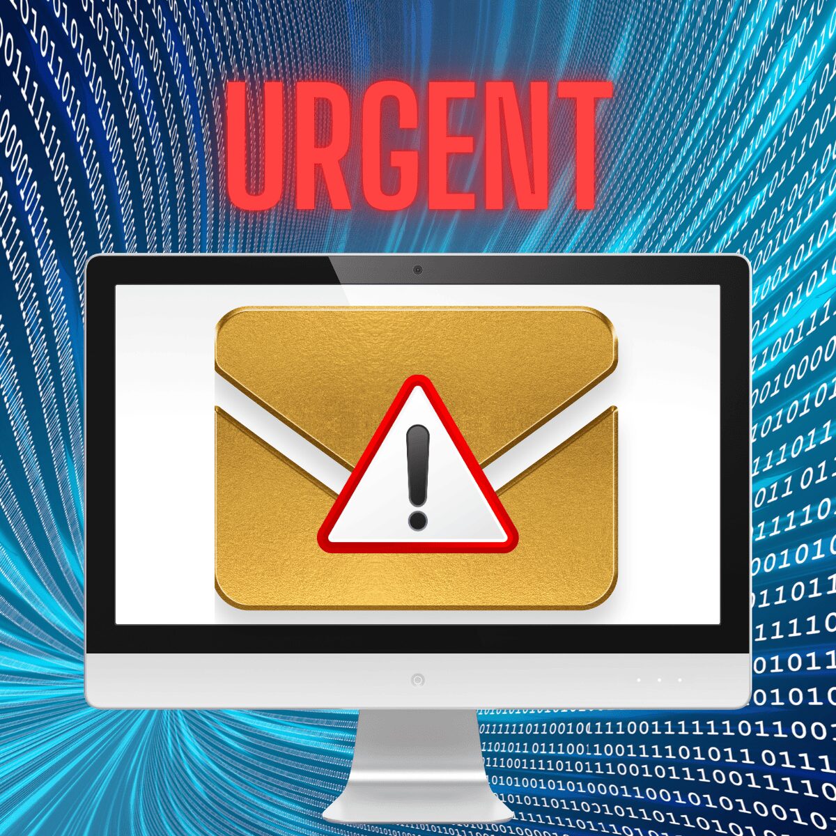 Illustration of an urgent phishing email warning